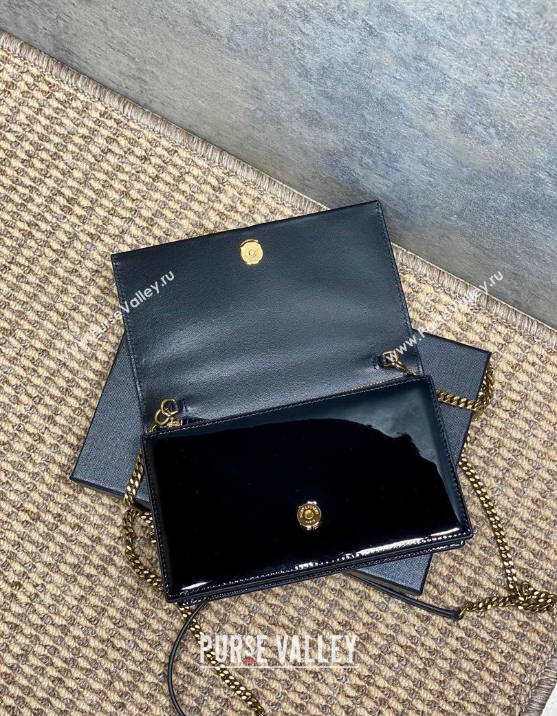 Saint Laurent Kate Small Chain and Tassel Bag in Patent Leather Black 2025 354122 (YY-250924100)
