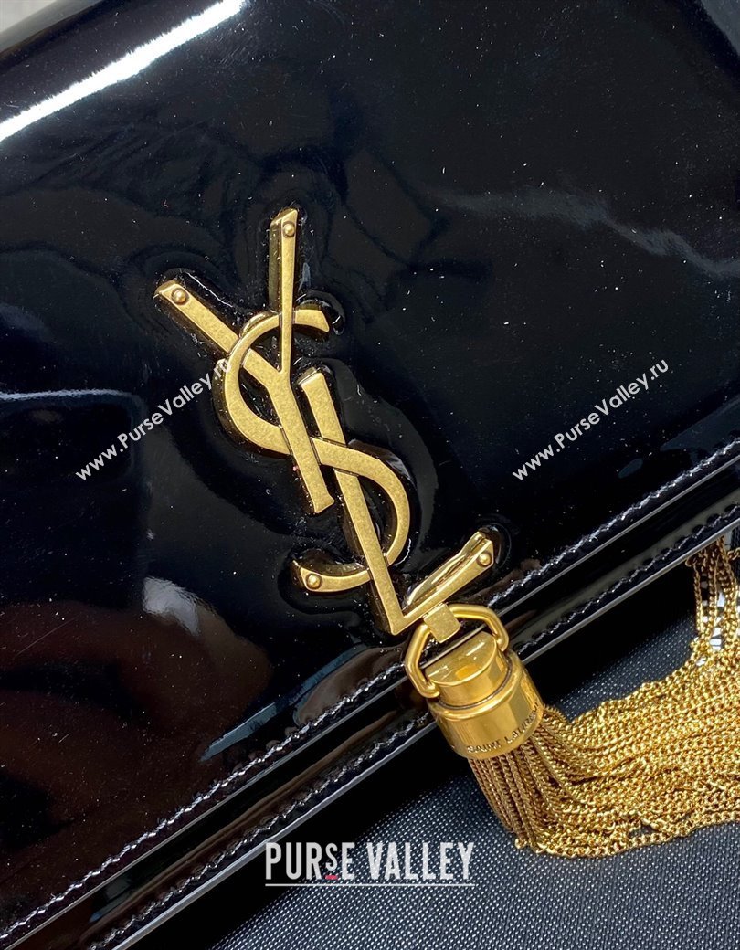 Saint Laurent Kate Small Chain and Tassel Bag in Patent Leather Black 2025 354122 (YY-250924100)