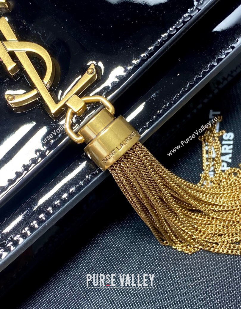 Saint Laurent Kate Small Chain and Tassel Bag in Patent Leather Black 2025 354122 (YY-250924100)