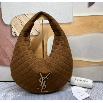 Saint Laurent Icarino Hobo Bag in Quilted Suede Brown2 2025 858160 (nana-250924065)