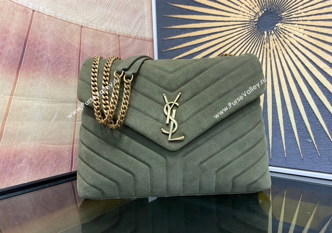 Saint Laurent Loulou Large Bag in "Y" Suede 459749 Light Green 2025 (YY-250924107)
