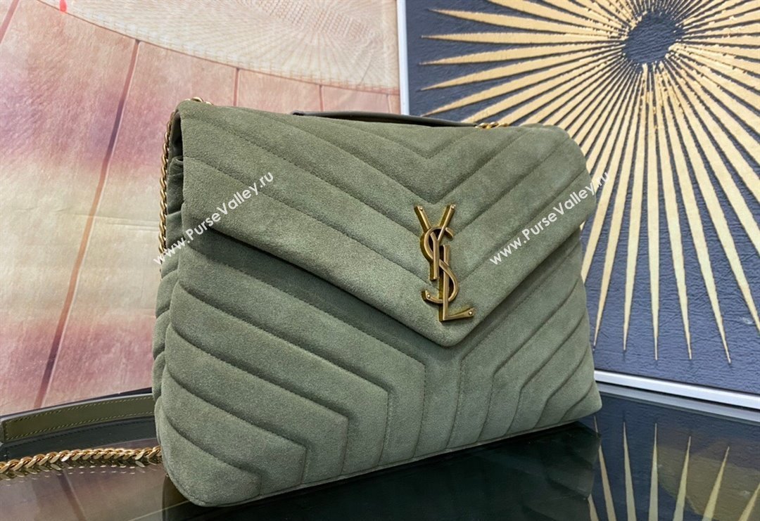 Saint Laurent Loulou Large Bag in "Y" Suede 459749 Light Green 2025 (YY-250924107)