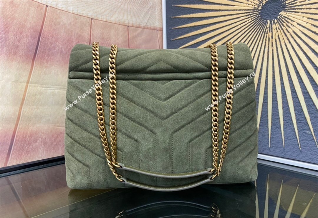 Saint Laurent Loulou Large Bag in "Y" Suede 459749 Light Green 2025 (YY-250924107)