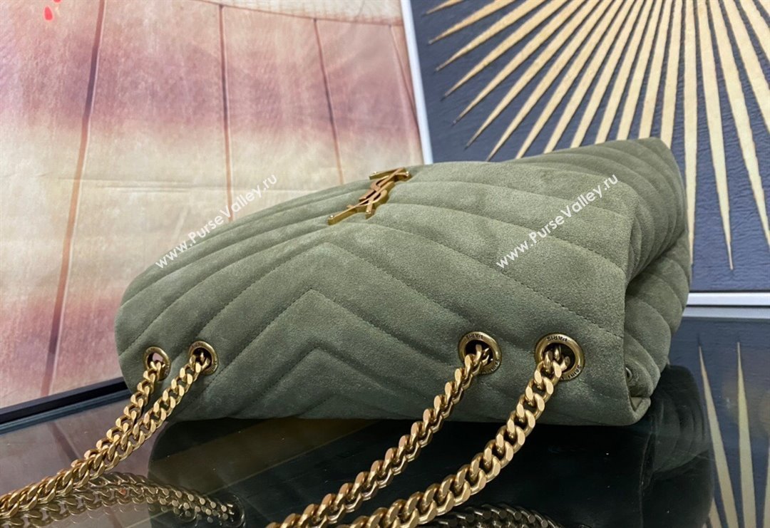 Saint Laurent Loulou Large Bag in "Y" Suede 459749 Light Green 2025 (YY-250924107)