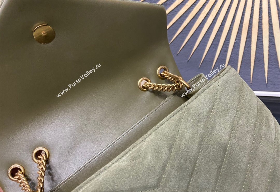 Saint Laurent Loulou Large Bag in "Y" Suede 459749 Light Green 2025 (YY-250924107)