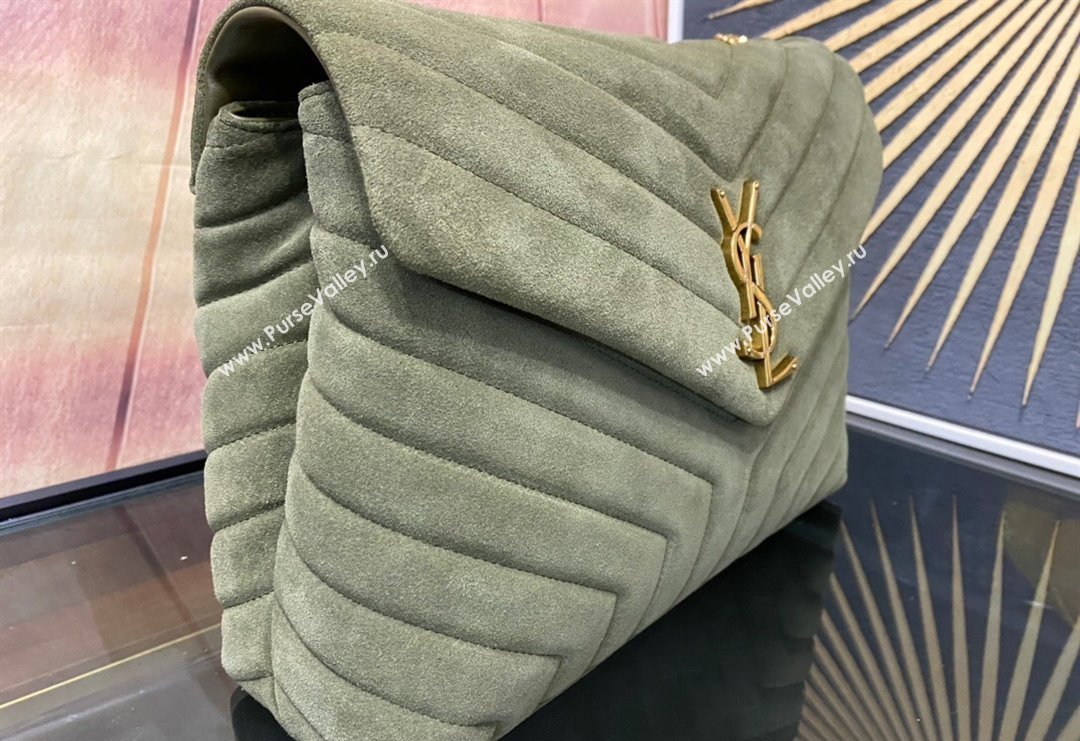 Saint Laurent Loulou Large Bag in "Y" Suede 459749 Light Green 2025 (YY-250924107)