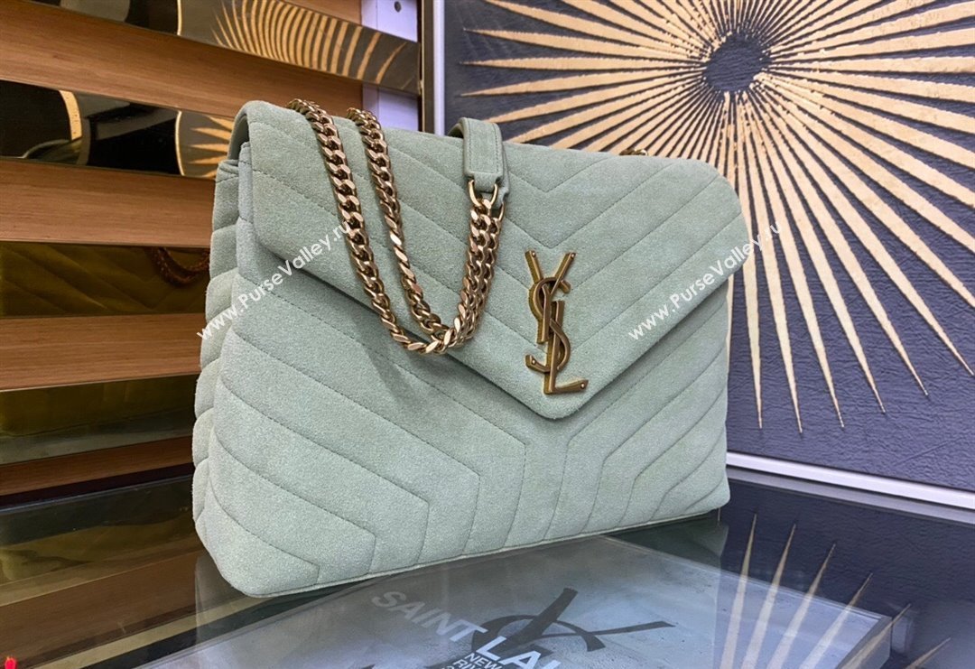 Saint Laurent Loulou Large Bag in "Y" Suede 459749 Green3 2025 (YY-250924111)