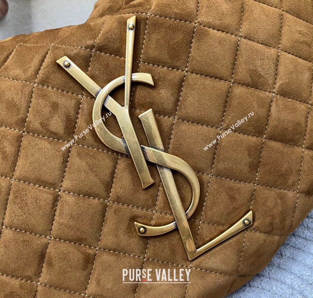 Saint Laurent Icarino Hobo Bag in Quilted Suede Brown2 2025 858160 (nana-250924065)