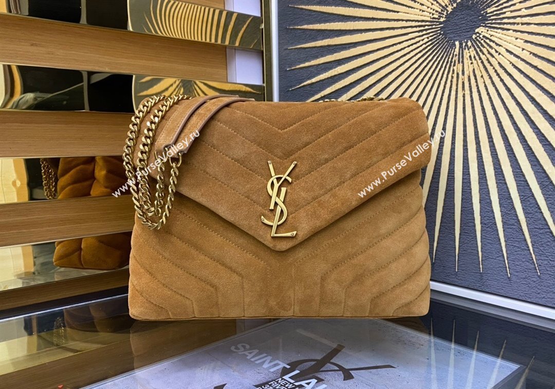 Saint Laurent Loulou Large Bag in "Y" Suede 459749 Light Brown 2025 (YY-250924112)