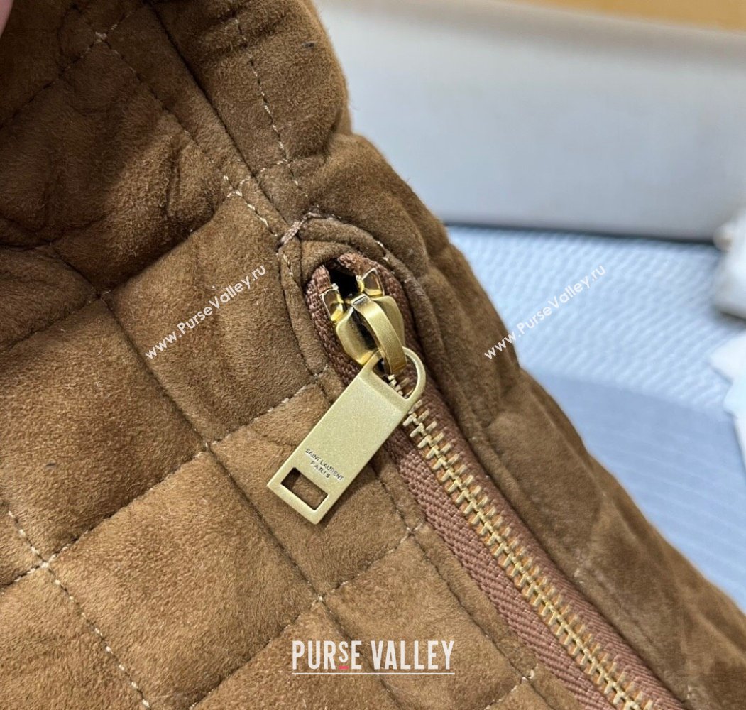 Saint Laurent Icarino Hobo Bag in Quilted Suede Brown2 2025 858160 (nana-250924065)