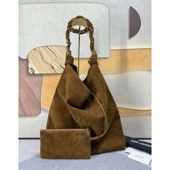 Saint Laurent Amalia Bag in Suede with Chain Brown 2025 834750 (nana-250924049)