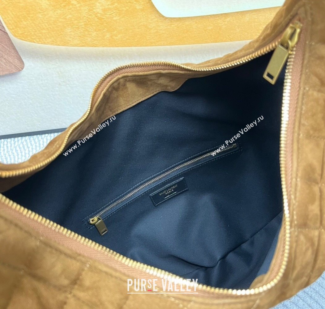 Saint Laurent Icarino Hobo Bag in Quilted Suede Brown2 2025 858160 (nana-250924065)
