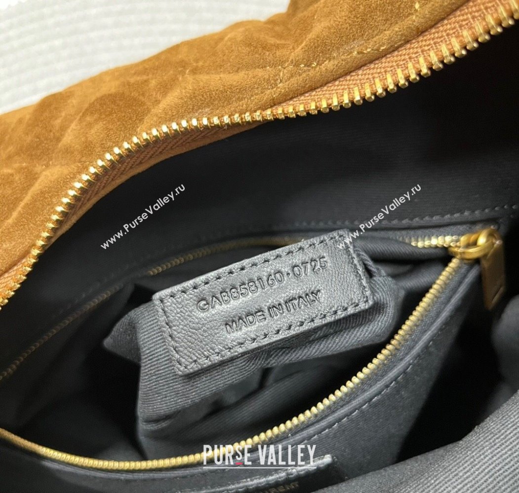 Saint Laurent Icarino Hobo Bag in Quilted Suede Brown2 2025 858160 (nana-250924065)