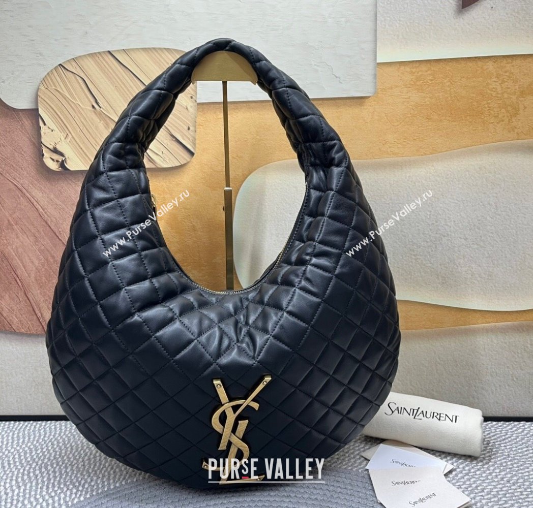 Saint Laurent Icarino Hobo Bag in Quilted Nappa Leather Black 2025 858160 (nana-250924066)