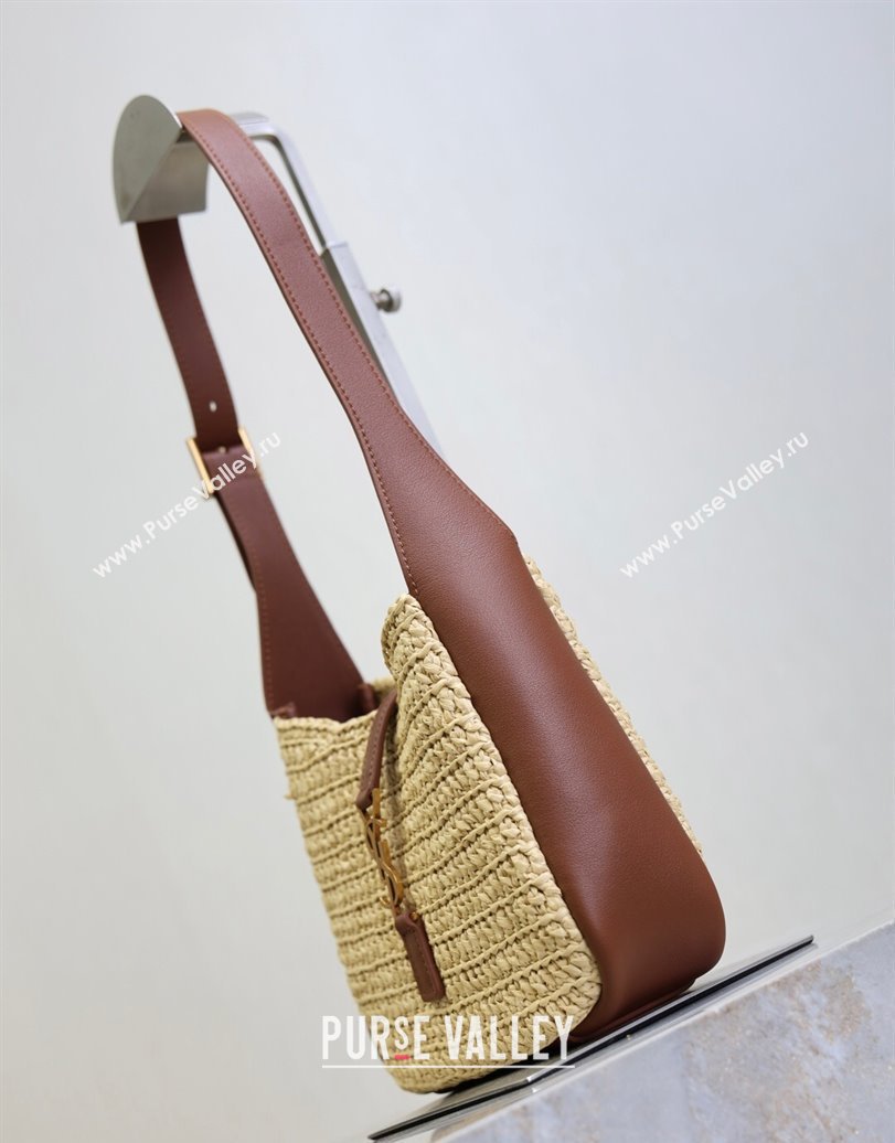 Saint Laurent LE 5 À 7 Baby Mini Bag in Straw and Leather 809461 Beige/Brown 2025 (YY-250924119)