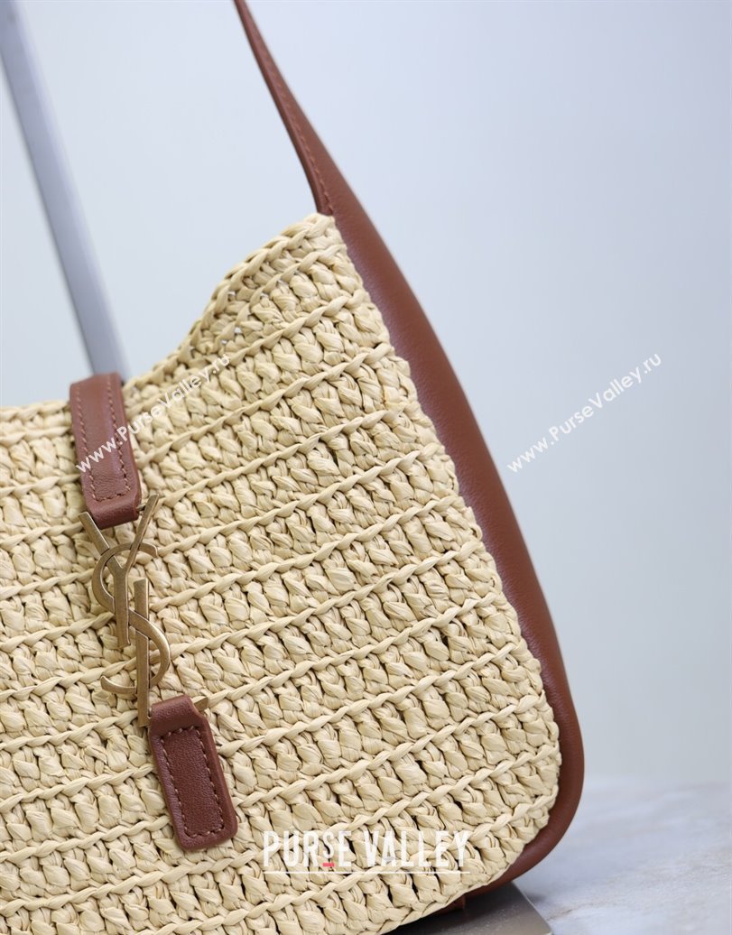 Saint Laurent LE 5 À 7 Baby Mini Bag in Straw and Leather 809461 Beige/Brown 2025 (YY-250924119)