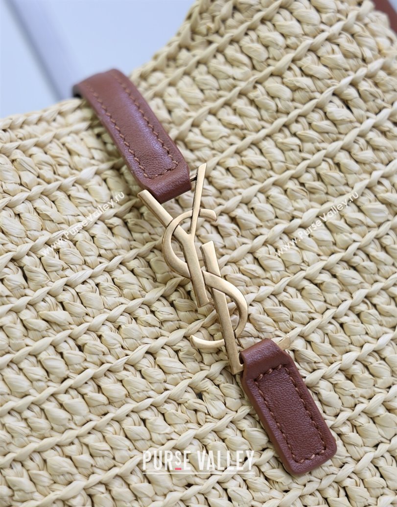 Saint Laurent LE 5 À 7 Baby Mini Bag in Straw and Leather 809461 Beige/Brown 2025 (YY-250924119)