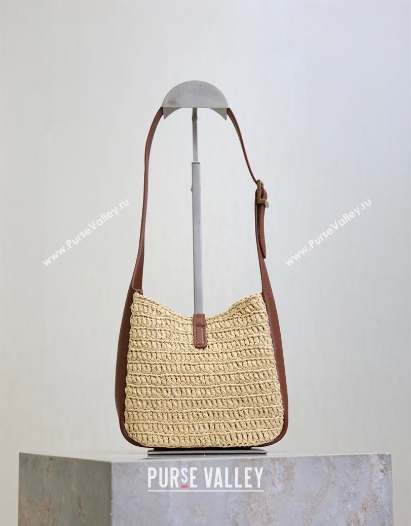 Saint Laurent LE 5 À 7 Baby Mini Bag in Straw and Leather 809461 Beige/Brown 2025 (YY-250924119)