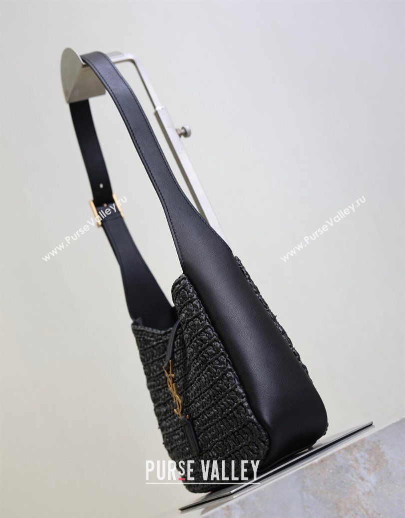 Saint Laurent LE 5 À 7 Baby Mini Bag in Straw and Leather 809461 Black 2025 (YY-250924120)