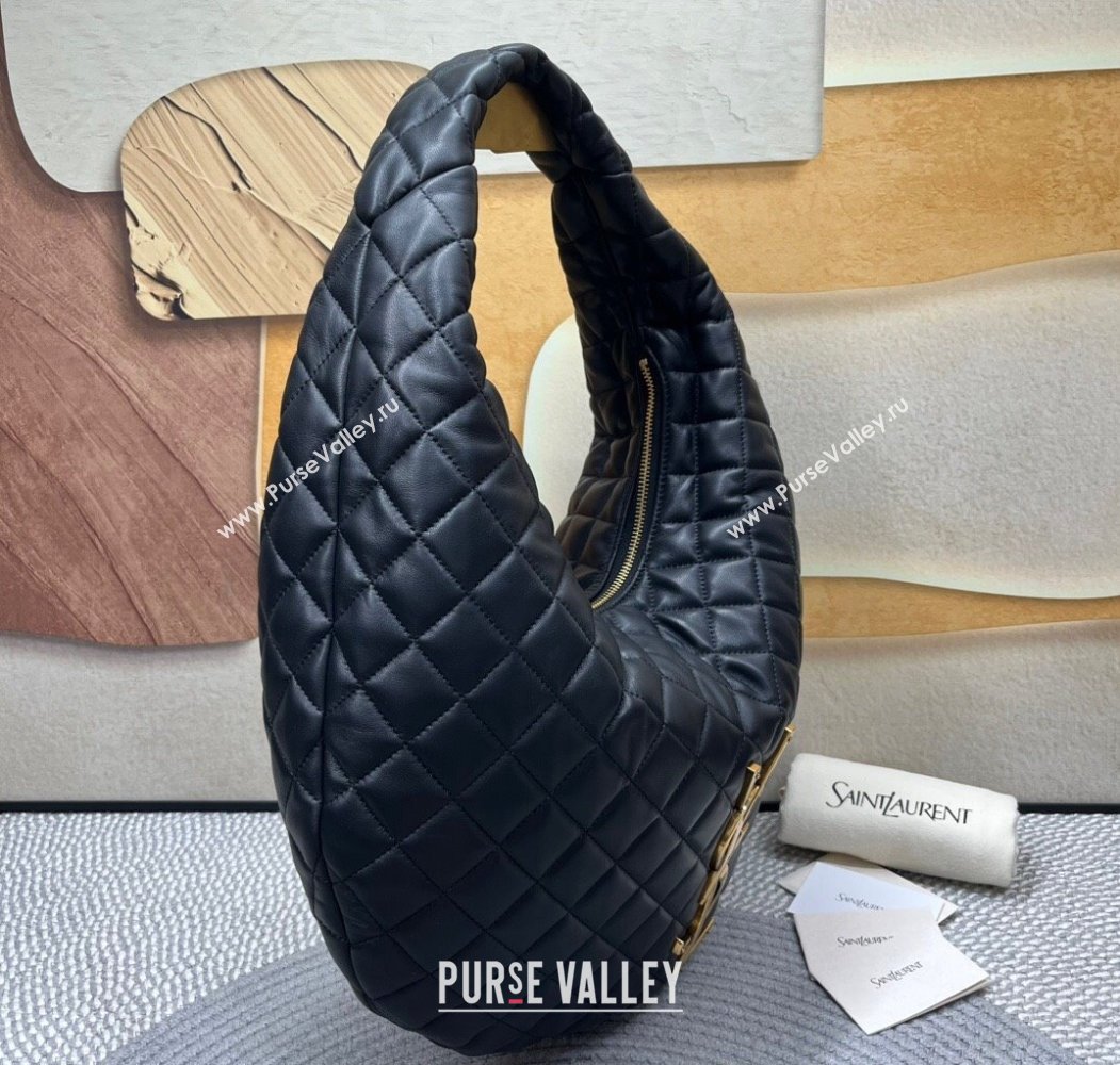Saint Laurent Icarino Hobo Bag in Quilted Nappa Leather Black 2025 858160 (nana-250924066)