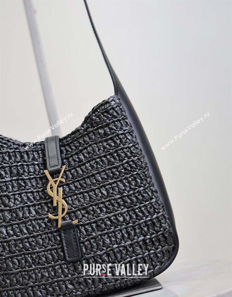 Saint Laurent LE 5 À 7 Baby Mini Bag in Straw and Leather 809461 Black 2025 (YY-250924120)