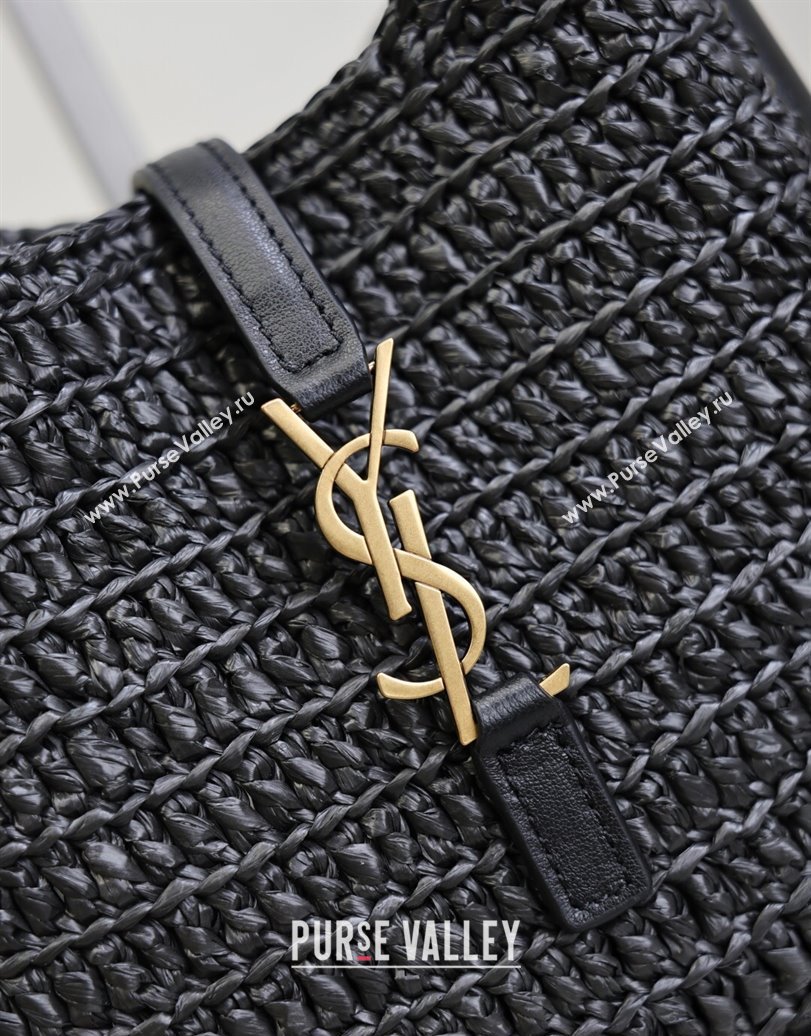Saint Laurent LE 5 À 7 Baby Mini Bag in Straw and Leather 809461 Black 2025 (YY-250924120)