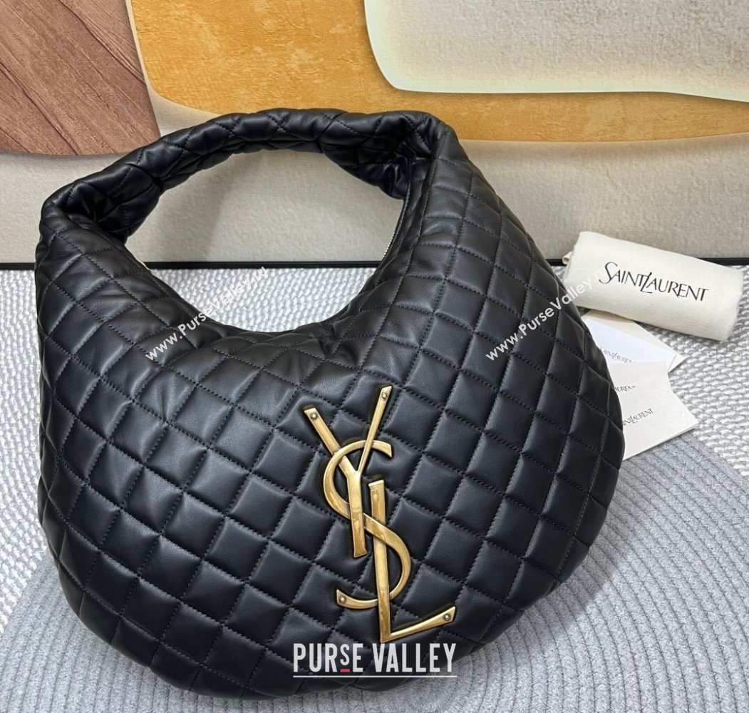 Saint Laurent Icarino Hobo Bag in Quilted Nappa Leather Black 2025 858160 (nana-250924066)