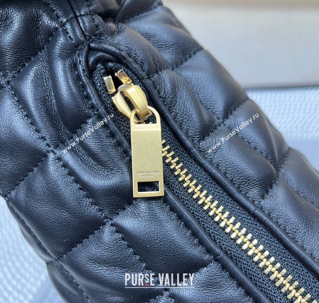 Saint Laurent Icarino Hobo Bag in Quilted Nappa Leather Black 2025 858160 (nana-250924066)