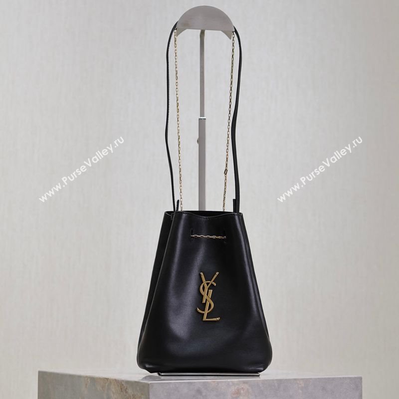Saint Laurent Pochon Bucket Bag in Lambskin Leather Black 2025 801070 (YY-250924126)