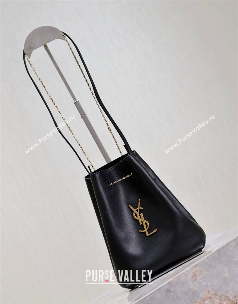 Saint Laurent Pochon Bucket Bag in Lambskin Leather Black 2025 801070 (YY-250924126)