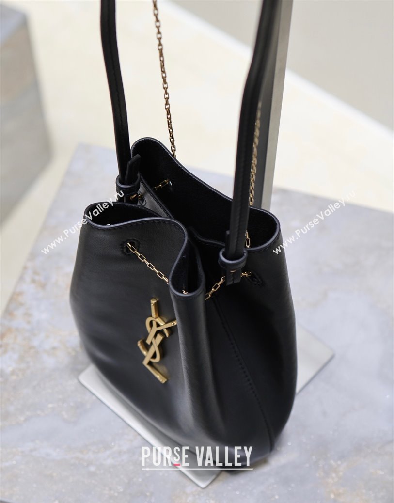 Saint Laurent Pochon Bucket Bag in Lambskin Leather Black 2025 801070 (YY-250924126)