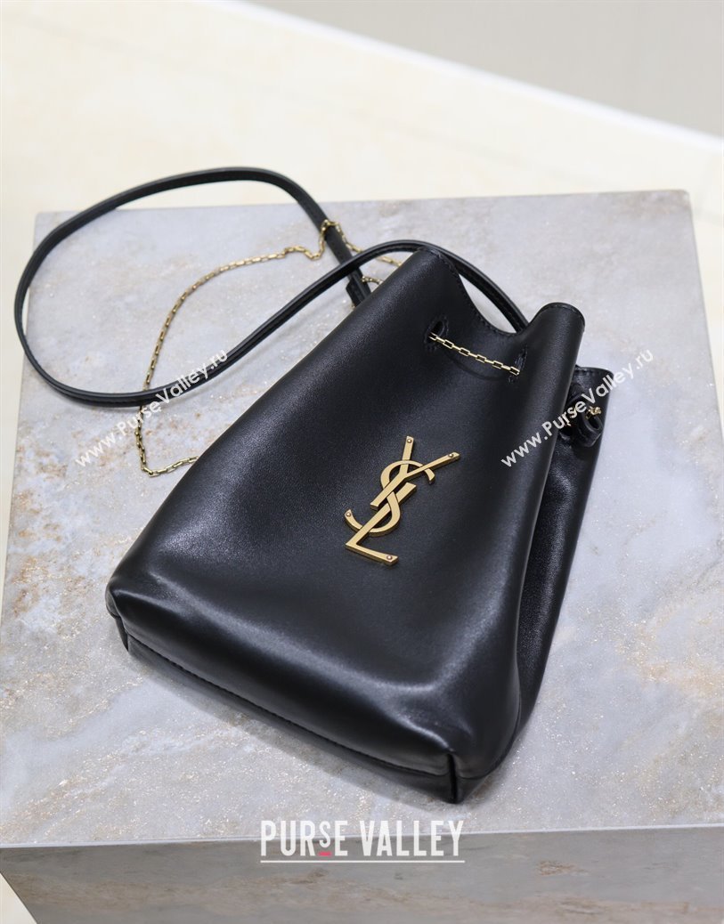 Saint Laurent Pochon Bucket Bag in Lambskin Leather Black 2025 801070 (YY-250924126)