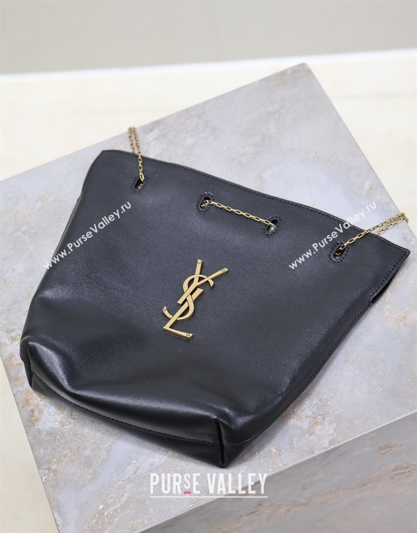 Saint Laurent Pochon Bucket Bag in Lambskin Leather Black 2025 801070 (YY-250924126)