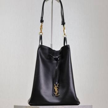 Saint Laurent Paris VII Pochon Bucket Bag in Lambskin Leather Black 2025 804302 (YY-250924128)
