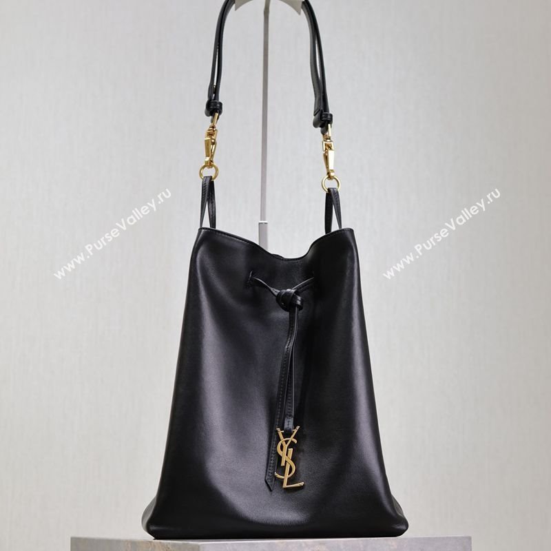 Saint Laurent Paris VII Pochon Bucket Bag in Lambskin Leather Black 2025 804302 (YY-250924128)