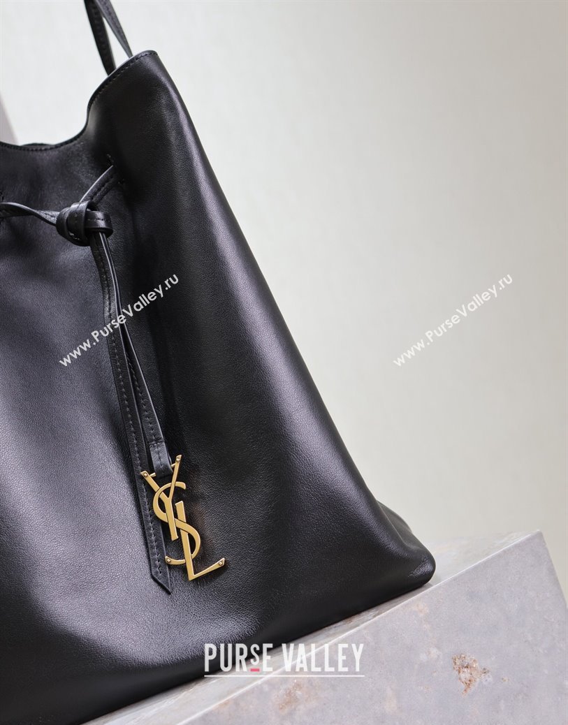 Saint Laurent Paris VII Pochon Bucket Bag in Lambskin Leather Black 2025 804302 (YY-250924128)