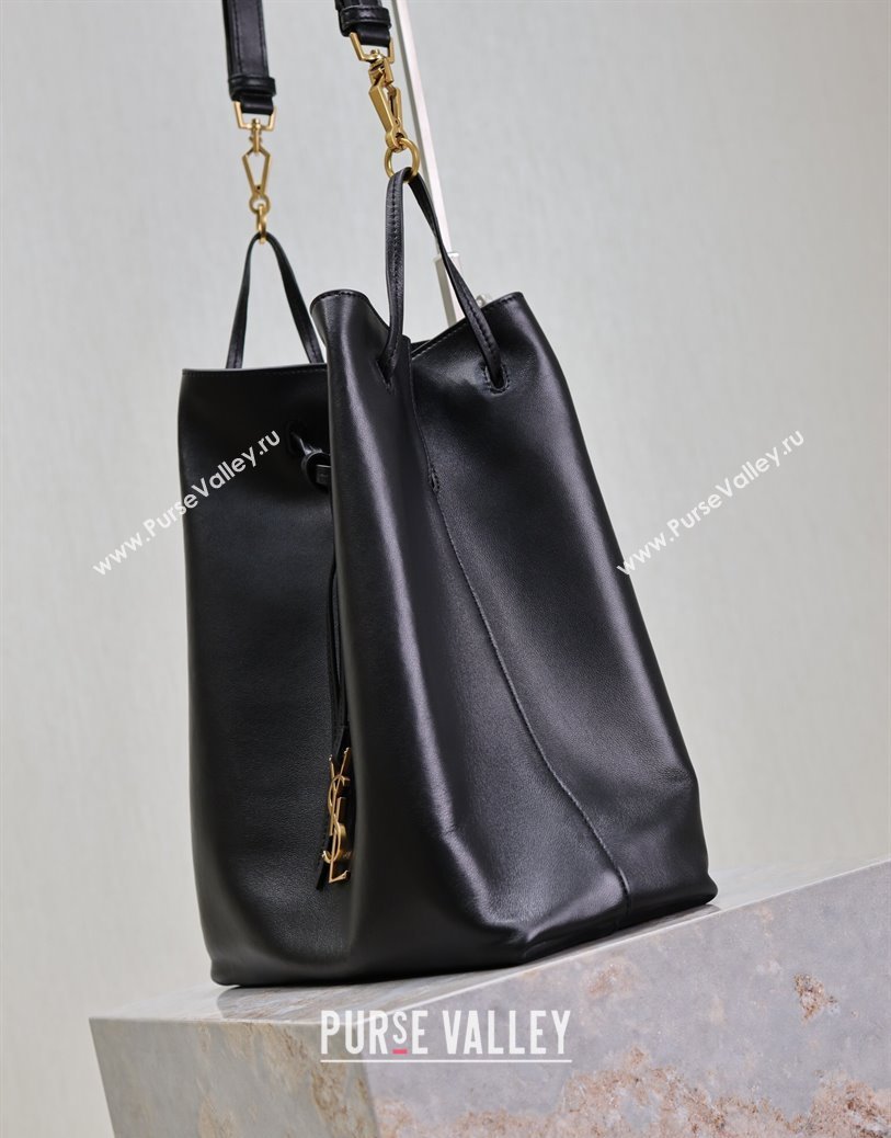 Saint Laurent Paris VII Pochon Bucket Bag in Lambskin Leather Black 2025 804302 (YY-250924128)