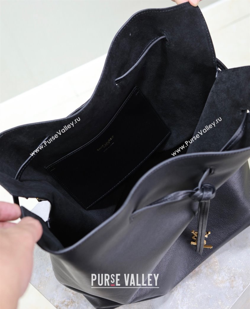 Saint Laurent Paris VII Pochon Bucket Bag in Lambskin Leather Black 2025 804302 (YY-250924128)