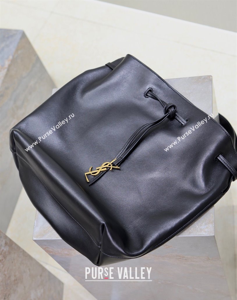 Saint Laurent Paris VII Pochon Bucket Bag in Lambskin Leather Black 2025 804302 (YY-250924128)