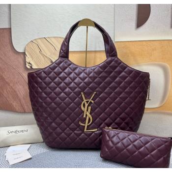Saint Laurent Icare Maxi Shopping Bag in Quilted Nappa Leather 698651 Burgundy 2025 (nana-250924072)
