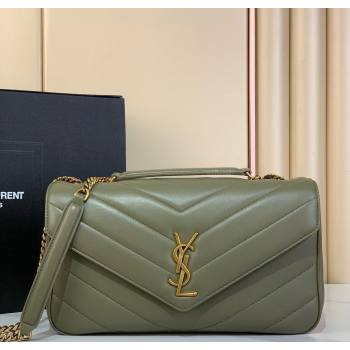 Saint Laurent Loulou Medium Bag in Matelasse Lambskin Green2 2025 801439 (YY-250924129)