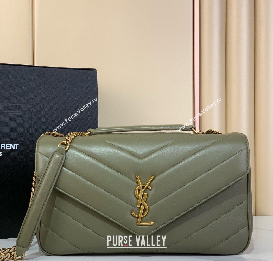 Saint Laurent Loulou Medium Bag in Matelasse Lambskin Green2 2025 801439 (YY-250924129)