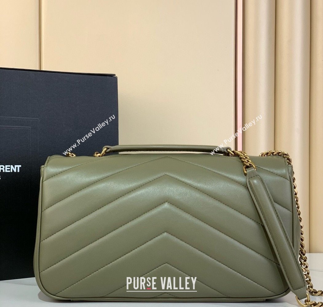 Saint Laurent Loulou Medium Bag in Matelasse Lambskin Green2 2025 801439 (YY-250924129)