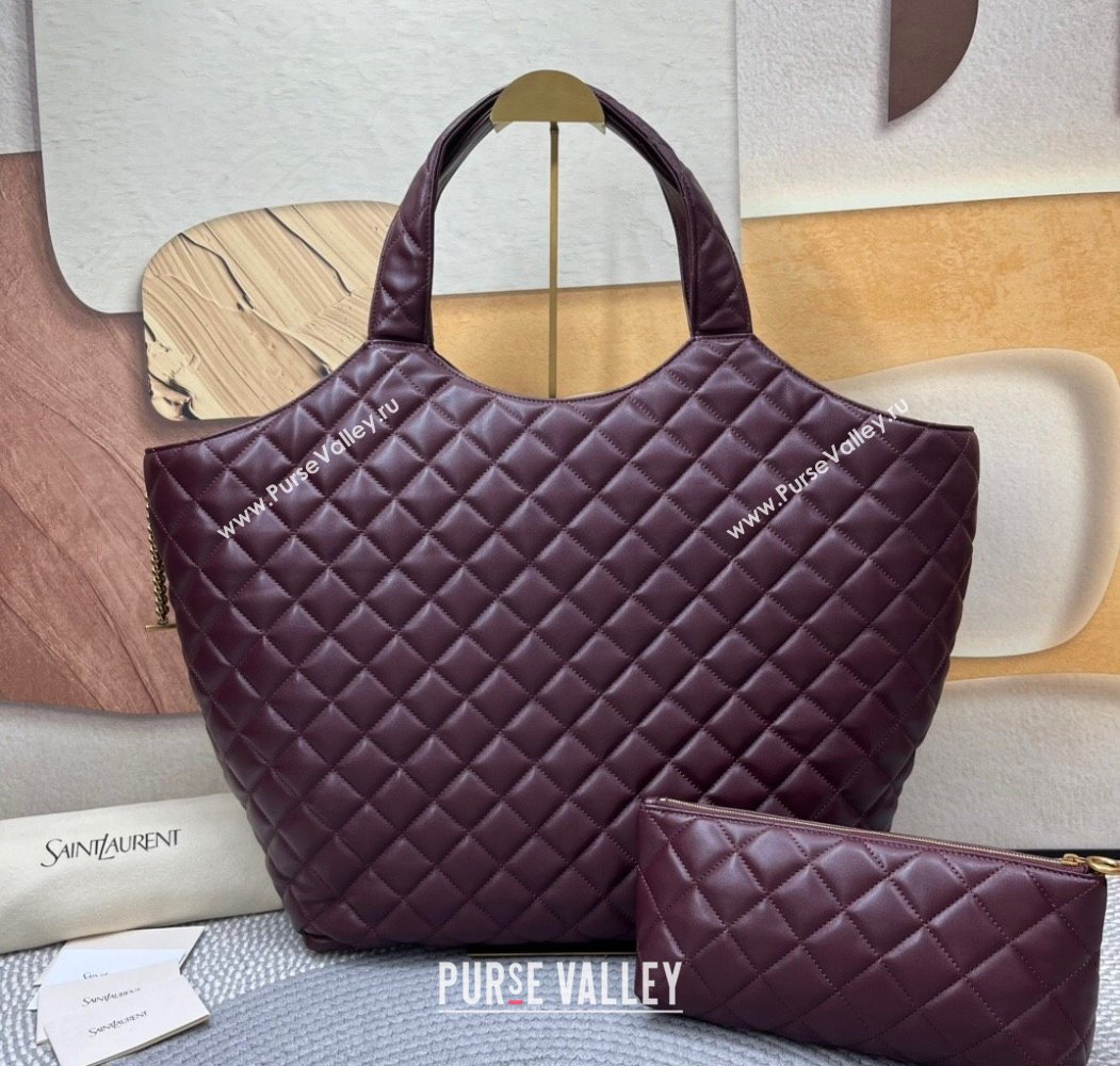 Saint Laurent Icare Maxi Shopping Bag in Quilted Nappa Leather 698651 Burgundy 2025 (nana-250924072)