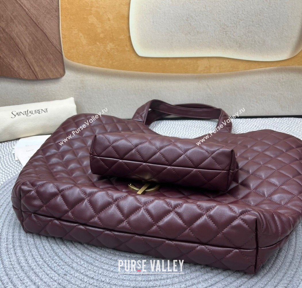 Saint Laurent Icare Maxi Shopping Bag in Quilted Nappa Leather 698651 Burgundy 2025 (nana-250924072)