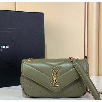 Saint Laurent Loulou Mini Bag in Matelasse Lambskin Moss Green 2025 821749 (YY-250924134)