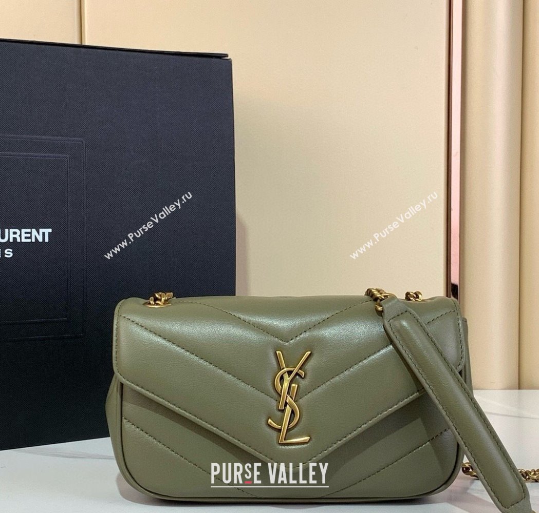 Saint Laurent Loulou Mini Bag in Matelasse Lambskin Moss Green 2025 821749 (YY-250924134)