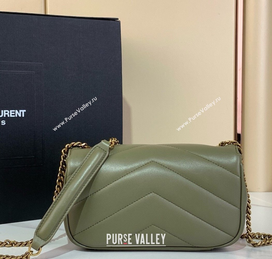 Saint Laurent Loulou Mini Bag in Matelasse Lambskin Moss Green 2025 821749 (YY-250924134)