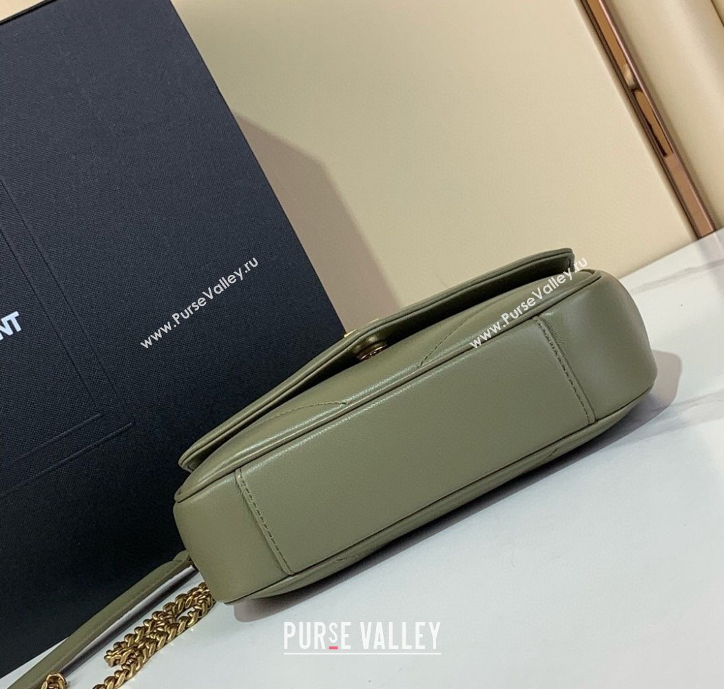 Saint Laurent Loulou Mini Bag in Matelasse Lambskin Moss Green 2025 821749 (YY-250924134)