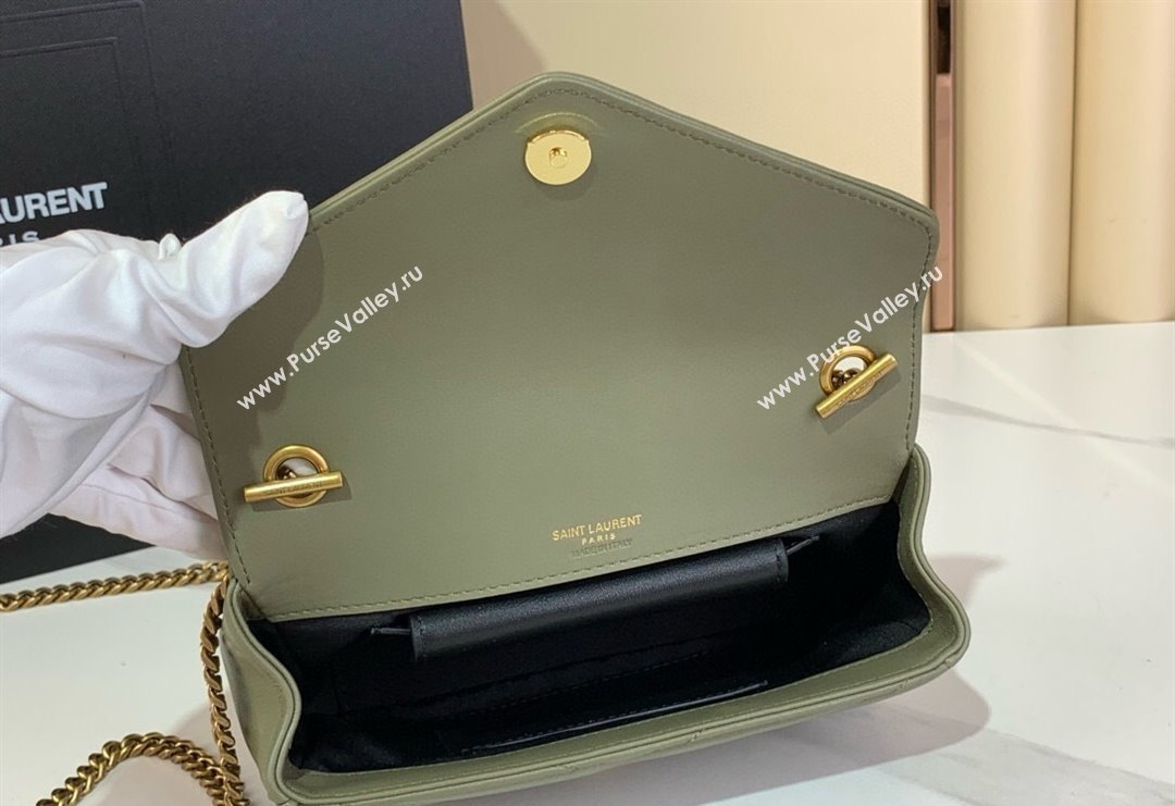 Saint Laurent Loulou Mini Bag in Matelasse Lambskin Moss Green 2025 821749 (YY-250924134)